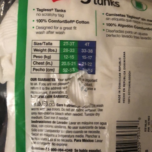 2t-3t  Hanes 5 toddler boy tagless tanks - Picture 5 of 6